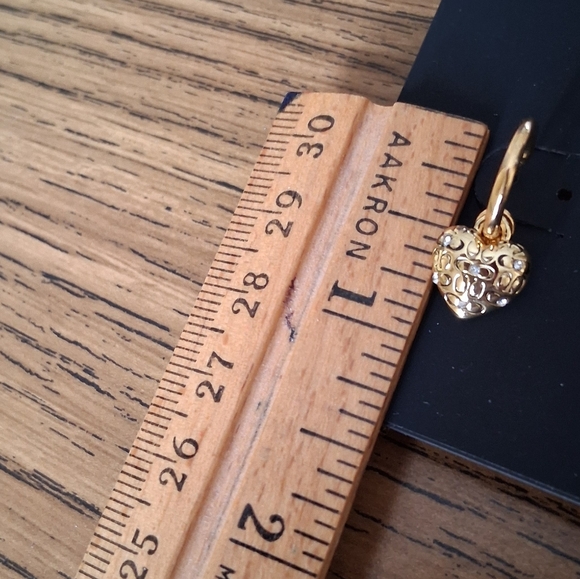 Coach Signature "C" Heart Shaped Puffed Earrings With Crystal Accents NWT - Picture 5 of 5